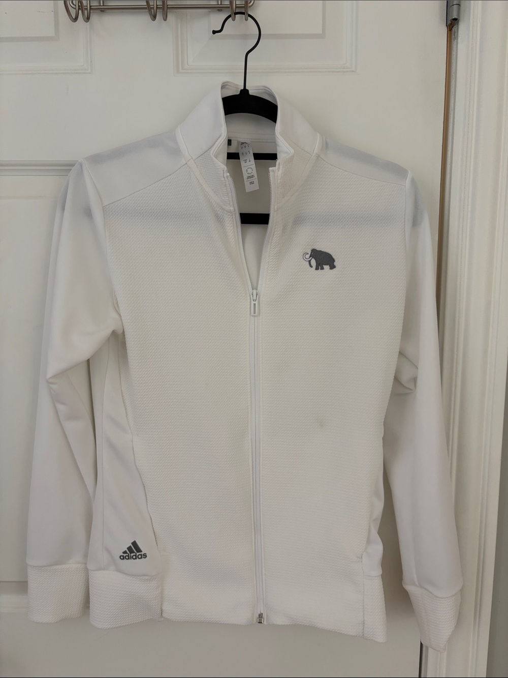adidas White Full-Zip Athletic/golf Jacket with Gray Mammoth Dunes Logo